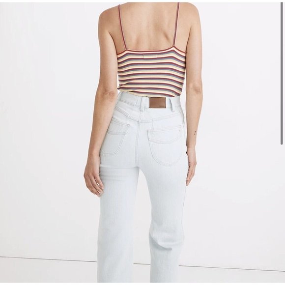 Madewell Ribbed Spaghetti-Strap Thong Bodysuit in Rainbow Stripe Medium - Picture 2 of 7